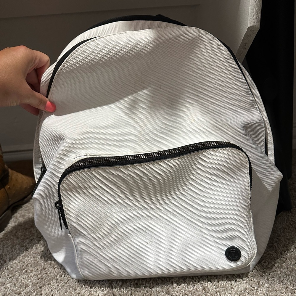 White and Black Lululemon Backpack